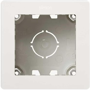 Caja de superficie para 1 elemento, serie estándar, adecuada para instalaciones eléctricas, permite la conexión eficiente de dispositivos.