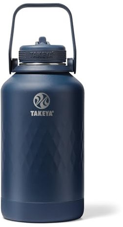 Takeya Sport 64 oz Triple-Insulated Stainless Steel Water Bottle – Leakproof, Sweatproof, BPA-Free, Keeps Drinks Cold 36 Hrs, Hot 14 Hrs – Indigo
