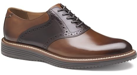 Johnston & Murphy Men's Hodges Saddle Lace-Up Oxford, Tan/Mahogany Full Grain, 10.5 M