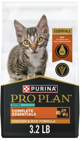Purina Pro Plan Kitten Dry Food Complete Essentials Shredded Blend Chicken and Rice Formula - 3.2 lb. Bag