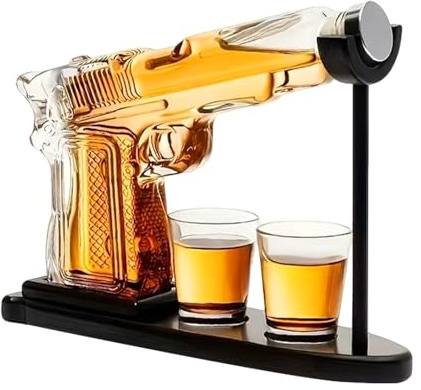 Carafe à whisky Gun, ensemble de carafe à whisky en forme de pistolet avec 2 verres à shot, idée cadeau amusante pour la fête des pères pour les hommes, papa, ami, mari, anniversaire, idées cadeaux
