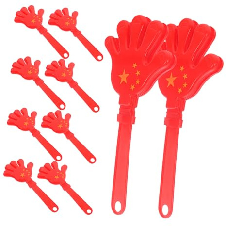 10 Piece Red Hand Clapper Noisemakers for Parties and New Year | Abs Construction, Easy to Hold Design, Lightweight Finish, Cheering Accessory for Celebrations and Gatherings
