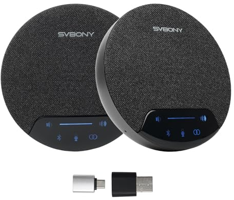 SVBONY SVN O1 Altoparlante e Microfono per Conferenze(2 Confezioni), Cancellazione del Rumore 3A+AI, Tecnologia di Estensione Wireless, Distanza di 10m, per Sala Conferenze Extra-Large