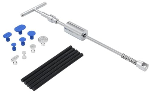 Lot de 15 outils de débosselage avec marteau à inertie et adaptateurs de traction adhésifs pour carrosserie – Enlèvement professionnel des bosses sans endommager la peinture, avec 5 adaptateurs de