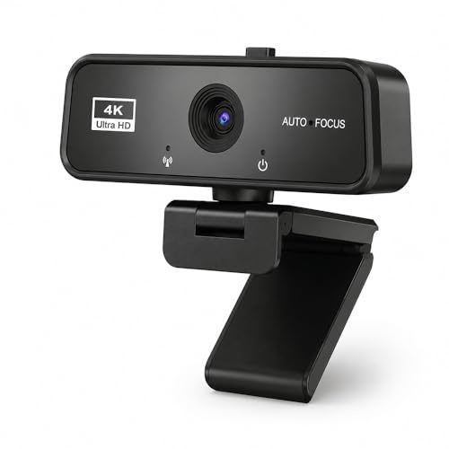 veorkide Webcam 4K UHD - Cámara PC Autofoco 8MP con Micrófono Anti-Ruido Soporte Giratorio 360° Ajustable Camara Web Soporta Youtube Streaming Zoom Videollamadas Windows Linux MacOS