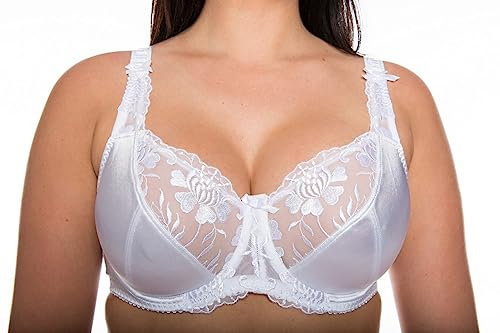 Gemm White Satin Lace Underwired Bra 34D to 46J (38F)