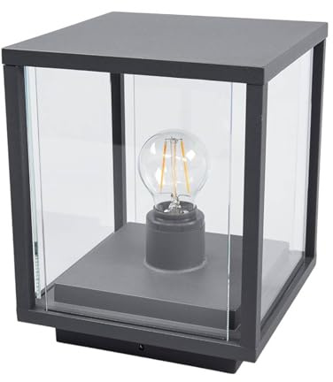 Lucande Außenleuchte Annalea (spritzwassergeschützt (Modern) in Schwarz aus Aluminium (1 flammig, E27) - Wegeleuchte Pollerleuchte Wegelampe Sockelleuchte