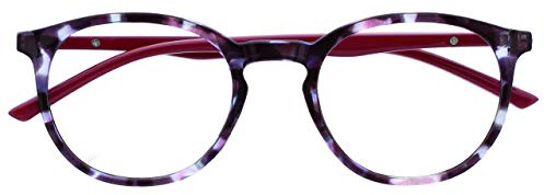 OPULIZE Met Gafas de Lectura Bloqueo de Luz Azul Montura Redonda Delgada Violeta Carey Resistente a Arañazos Bisagras de Muelle Mejoran Sueño Ordenador Gaming Antirreflejante Hombre Mujer B60-5 +2.00