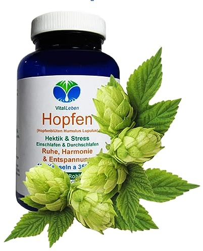 HOPFEN Hopfenblüten 120 Kapseln – Wechseljahre, innere Ruhe, abends abschalten, erholsame Nachtruhe - traditionell in Phasen hormoneller Umstellung - 100% Natur pur. OHNE ZUSATZSTOFFE. 26655-120