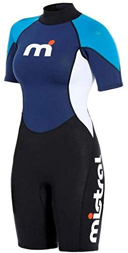 MISTRAL Damen Wetsuits 2MM FL Shorty, Blau-Weiß-Schwarz, XS, 501202999