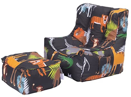 Ready Steady Bed Fauteuil Poire pour Enfants avec Pouf | Canapé pour Salle de Jeux avec sièges Souples et sécurisés pour Les Enfants | Fauteuil Ergonomique pour Les Tout-Petits | (Afrique)