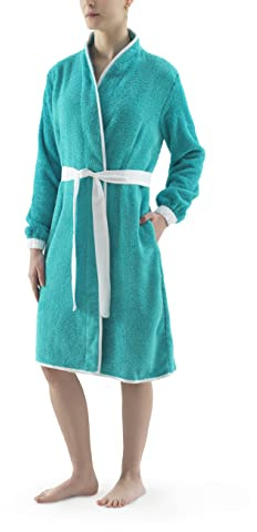 Top Towel - Lady - Peignoir de Bain Femme Coton 100%, Éponge 500 g/m² - Ceinture en Coton, Poches Intérieures, Col Semi-Cheminée, Manches Ajustées, Séchage Rapide, Lavable à 30°C