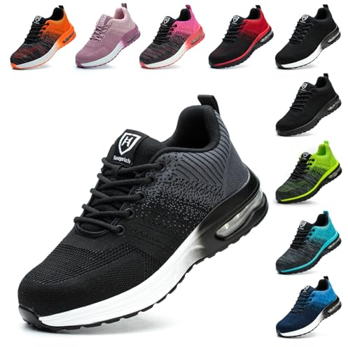 Baofular Safety Trainers Men Womens Steel Toe Trainers Lightweight Comfortable Safety Shoes Work Trainers Non Slip & Breathable Grey 7 UK 41 EU 255