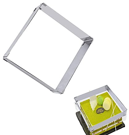 Youery Telaio da forno rettangolare regolabile, telaio allungabile, altezza 5 cm, in acciaio inox, stampo professionale per cottura e preparazione di torte