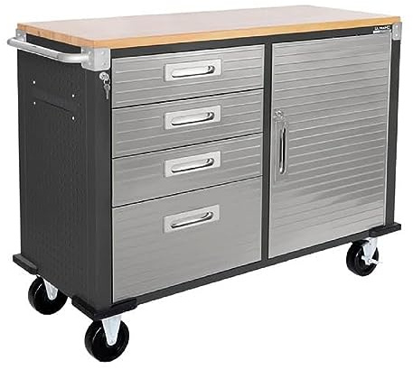 Seville Classics UltraHD® il banco da lavoro mobile con 4 cassetti, para garaje, oficina, 121,1 x 50,8 x 95,2 cm, Grafite