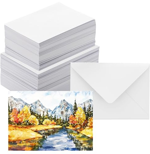 ANSSDO 5x7 Cardstock with Envelopes NOT FOLDED, Heavyweight White Blank Cards and Ｅnvelopes for Invitations Card Making Supplies and Office Stationery Notecards with Envelopes