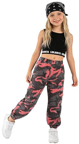 LOLANTA 2 piezas Niñas Trajes de Hip Hop, Chicas Camiseta, Pantalones de Chándal Conjunto de Ropa, Rosa Polvoriento, 13-15 años, 170