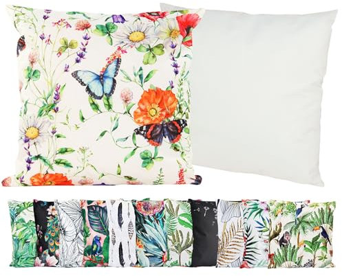 JACK Outdoor Motiv Kissen 45x45cm Lounge Dekokissen inkl. Füllung Wasserabweisend Sitzkissen Garten Stuhl, Farbe:Sommerwiese