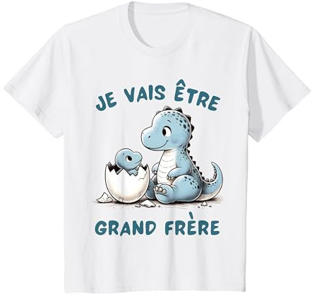 T-Shirt Dinosaure Grand Frère - Cadeau Annonce Grossesse T-Shirt, Enfant, Blanc, 2 Ans