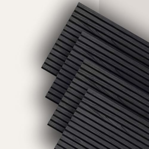 Paneles acústicos de madera de 120 x 60 cm, color: negro, paneles de pared de madera, aislamiento acústico para pared, decoración de pared de madera, listones de madera sobre fieltro, paneles de