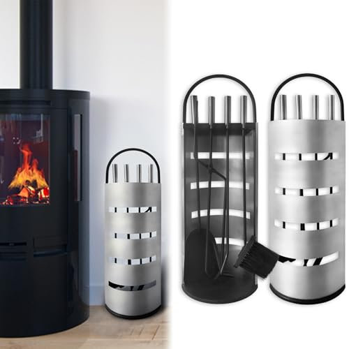 MAYTIIMO Ustensile de cheminée - 5 pièces - En acier inoxydable - Argenté - Moderne