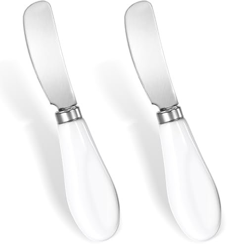 Vin Beauty 2 Stück Buttermesser Klein, Streichmesser Kleine Messer Für Dips Buttermesser Kleine Brot Creme Messer Dessertmesser Set Edelstahl Streichmesser Für Sahne, Käse, Butter, Marmelade