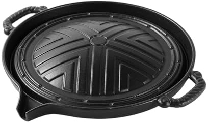 Generic Gjutjärn Stekpanna, Non-stick Grillpanna - Slitstark Gjutjärnsstekpanna - Grillning Köttgryta, Varm Gryta | Non-stick Grilltallrik, Bambq Tallrik, Bambu Kupol Stekplatta, 28 cm Stekplatta för