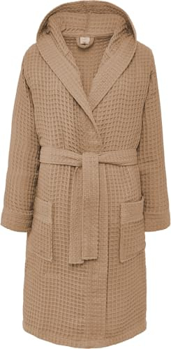 HOME ZEN HOUSEHOLD LINEN Badrock i bomull med huva, lätt och superabsorberande, finns i 8 färger, storlekar S-XXXL, Beige, S