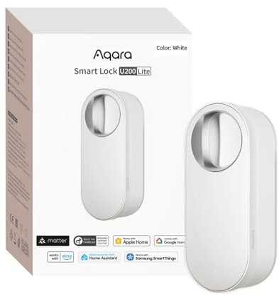Aqara Serrure Connectée U200 Lite, Matter over Thread, Mode Silencieux, Auto-Verrouillage, Accès à Distance, Batterie Rechargeable, Compatible Apple Home, Home Assistant, Google Home, Alexa, Blanc