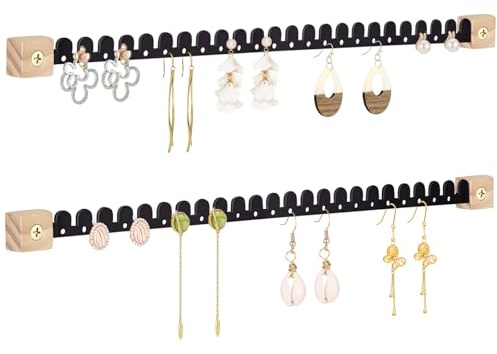 milylove Acrylic Necklace Holder Hanging Necklace Organizer Wall Mounted Jewelry Organizer with 12 Hooks for Necklaces, Bracelets, Rings and Bangles Display Clear