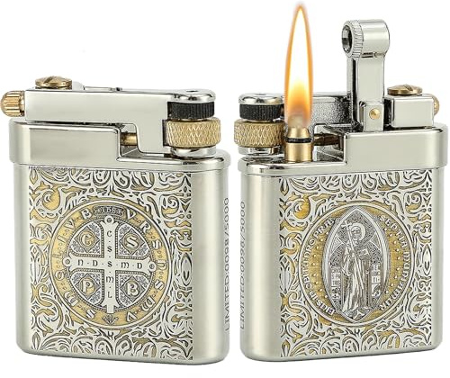 DOUBFIVSY Accendino Vintage da Trinchera - Ricaricabile a Cherosene, Meccanico in Ottone con Fiamma Dolce - Collezione Esclusiva Regalo Uomo per Papà e Marito