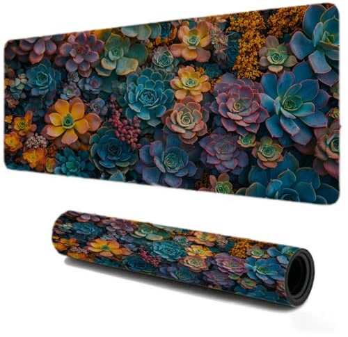 Alfombrilla Ratón Gaming 800x300, Mejora Velocidad y Precisión, Suculentes Planta Mouse Pad Antideslizante, Alfombrillas Raton de Oficina y Casa, Accesorio Gaming para Ordenador Ratón Teclado S-104