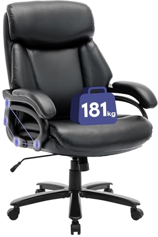 COLAMY Big and Tall Office Chair 400lbs, PU Leather Executive Office Chair for Heavy People, Extral Wide Adjustable Innerspring Desk Chair for Home Office with Padded Armrests