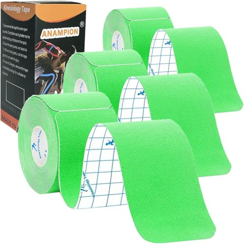 Kinesiology Tape Precut (3 Rolls,60 Strips) Waterproof Sports Tape for Athletes Physio Elastic Tape Pain Relief Adhesive for Muscles Shin Splints Ankle Knee & Shoulder 5m(Green)