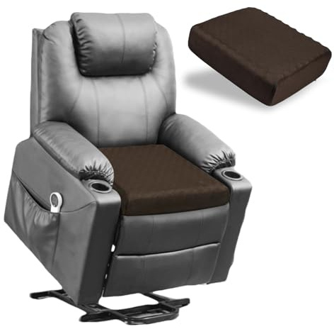 Cuscino rialzo in Memory Foam con Copertura Lavabile, 51x51x12.5 cm Supporto Ergonomico per Poltrone, Divani e Sedie Reclinabili, Ideale per Anziani e Adulti (Caffè)
