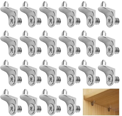 22 Pz Supporto Mensola D5, Reggipiano Angolare Con Perno e Vite, Ø 5 mm, Staffe a L, In Zama， Antiruggine, Accessori di Supporto per Ripiani, Supporti per Mensole e Mobili, Mensole per Mobili Pins