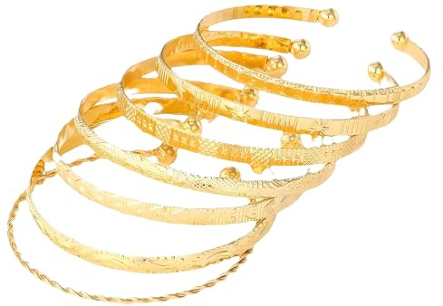 fshxj Armreifen Gold Damen,Armreif Bangles Bracelet Goldener,FüR Stapeln Tragen Partys Strand Alltagslook