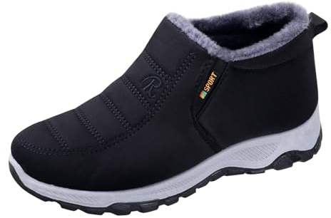 Scarpe da ginnastica da donna, imbottite, per il tempo libero, senza lacci, colore nero, eleganti, sportive, comode da jogging, antiscivolo, scarpe da trekking invernali, Nero/verde, 38 EU