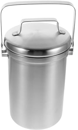 Toyvian Contenedor de Compost de Encimera de 3l Acero Inoxidable con Tapa Hermética para Restos de Comida y Reciclaje de Basura Cocina, Cubo de Compost Metálico para Hogar y Organización