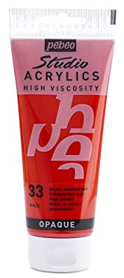 Pébéo - Acrílico Fine Studio - Pintura acrílica Rojo - Rojo Cadmio Imitación - 100 ml