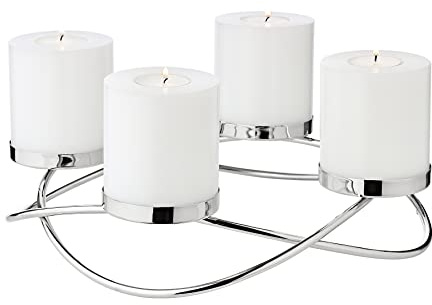 EDZARD Alva - Corona dell'avvento in acciaio inossidabile argentato, Ø 31 cm, per candele pilastro Ø 8 cm