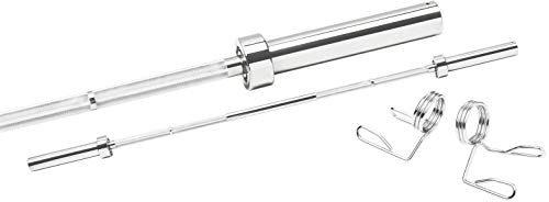 Bad Company Langhantelstange 152 cm 28mm Olympia chrom- Langhantel ohne Gewichte mit Kugellager inkl. Federverschlüsse 50/51 mm - Hantelstange lang bis 300 kg belastbar