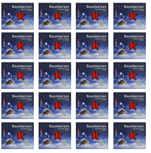 20er Pack Baumkerzen rot ca. 13 x 105 mm (20 x 20 Stück) Weihnachtskerzen, Christbaumkerzen, Pyramidenkerzen