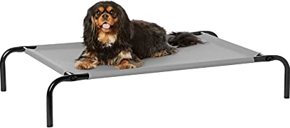 Amazon Basics Raised Dog Bed, Cooling Breathable Elevated Pet Bed, S, Grey, 90 x 55 x 19 cm (L x W x H)