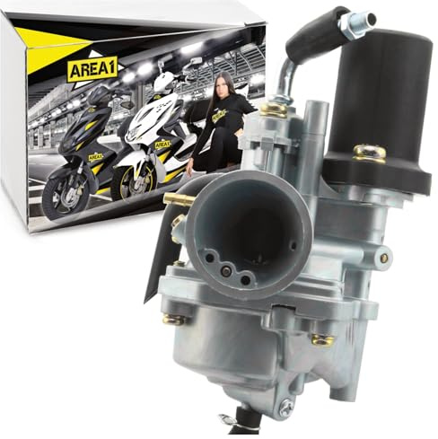 Area1 Ersatz Vergaser 12mm für 50ccm 2-Takt kompatibel mit Yamaha Aerox 50 (R/Naked) Neos Jog R BWS Slider, für MBK Nitro Booster Ovetto MachG Stunt, passend für Malaguti F10 F12 15 Benelli K2 491 49X
