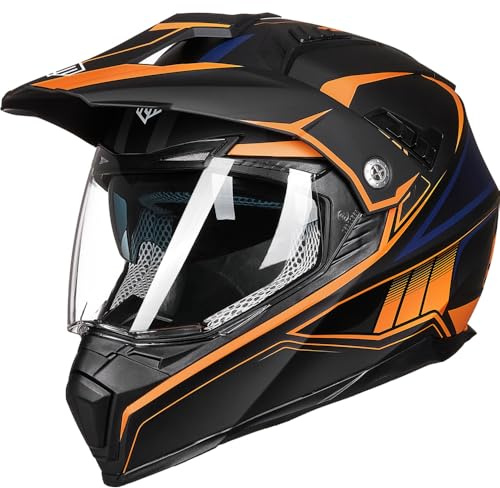 ILM Motorradhelm Herren Damen Motocross Helm Motorcycle Full Face Helmet ATV Dirt Bike ECE Modell-606V,Orange,XXL