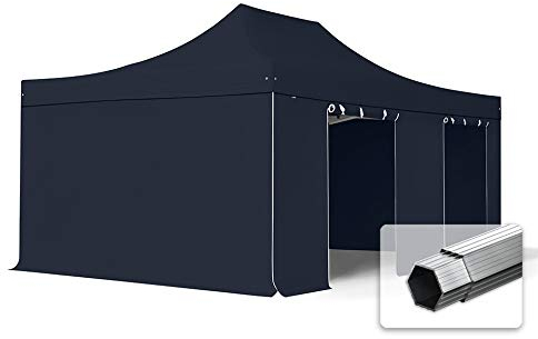 TOOLPORT ALU Pavillon Faltpavillon 4x6m ohne Fenster robust und wasserdicht Professional 50mm Partyzelt schwarz