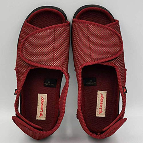 Zapatillas diabéticas artritis edema,Zapatos para pies enfermos con pulgar en valgo, zapatos de uso externo con pies gordos y pies hinchados-37_ rojo vino,Zapatos para pie diabético con artritis edem
