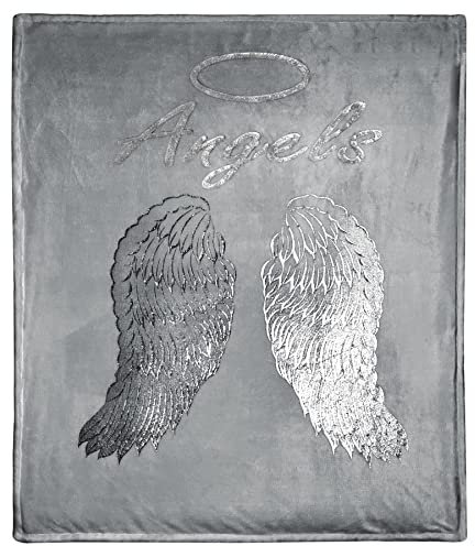 Olivia Rocco Angel Wings Teddy Duvet Cover Set Soft Thermal Quilt Sets Warm Cosy Snug Bedding, Throw Grey