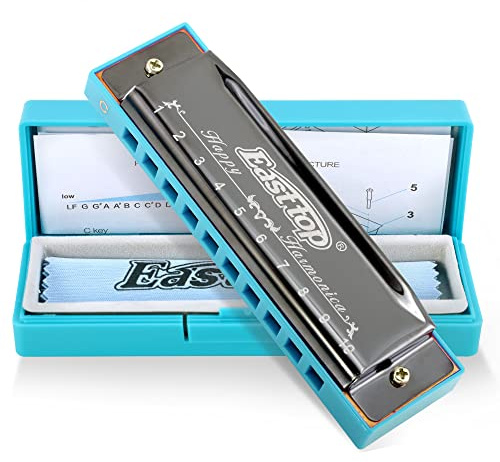 East top Blues Harmonica, 10 Holes C Key Beginner Harmonica for Kids Children Adults and Students